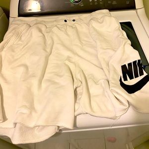 White Nike sweat shorts